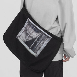 UNDERWATER  Black -Denim messenger bag