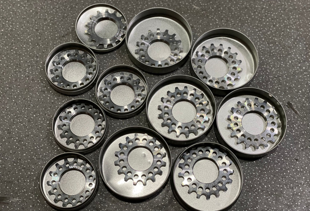 Single speed steel gear for flywheel of dead flying bicycle in kappstein field, Germany