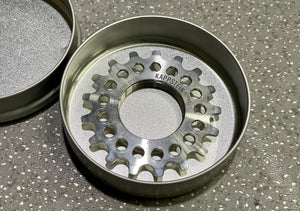 Single speed steel gear for flywheel of dead flying bicycle in kappstein field, Germany