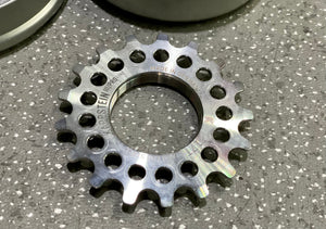 Single speed steel gear for flywheel of dead flying bicycle in kappstein field, Germany