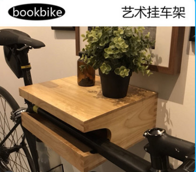 Bookbike frame indoor shelf household wall rack solid wood display shelf